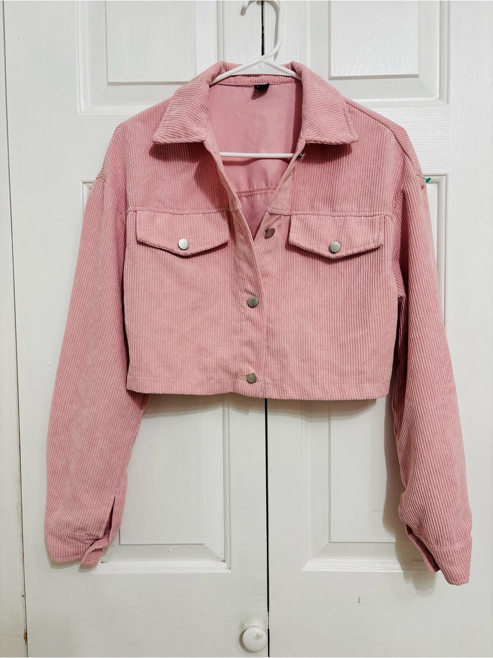 SHEIN Pink Cropped Corduroy Jacket size M